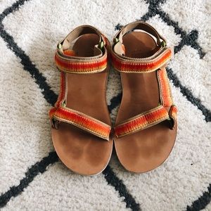 Teva Orange/Yellow Platform Sandals
